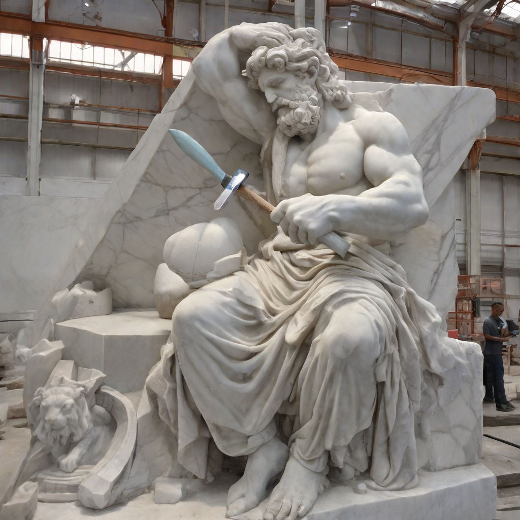 A statue sculpting itself from a big marble stone by Mente Disciplinada