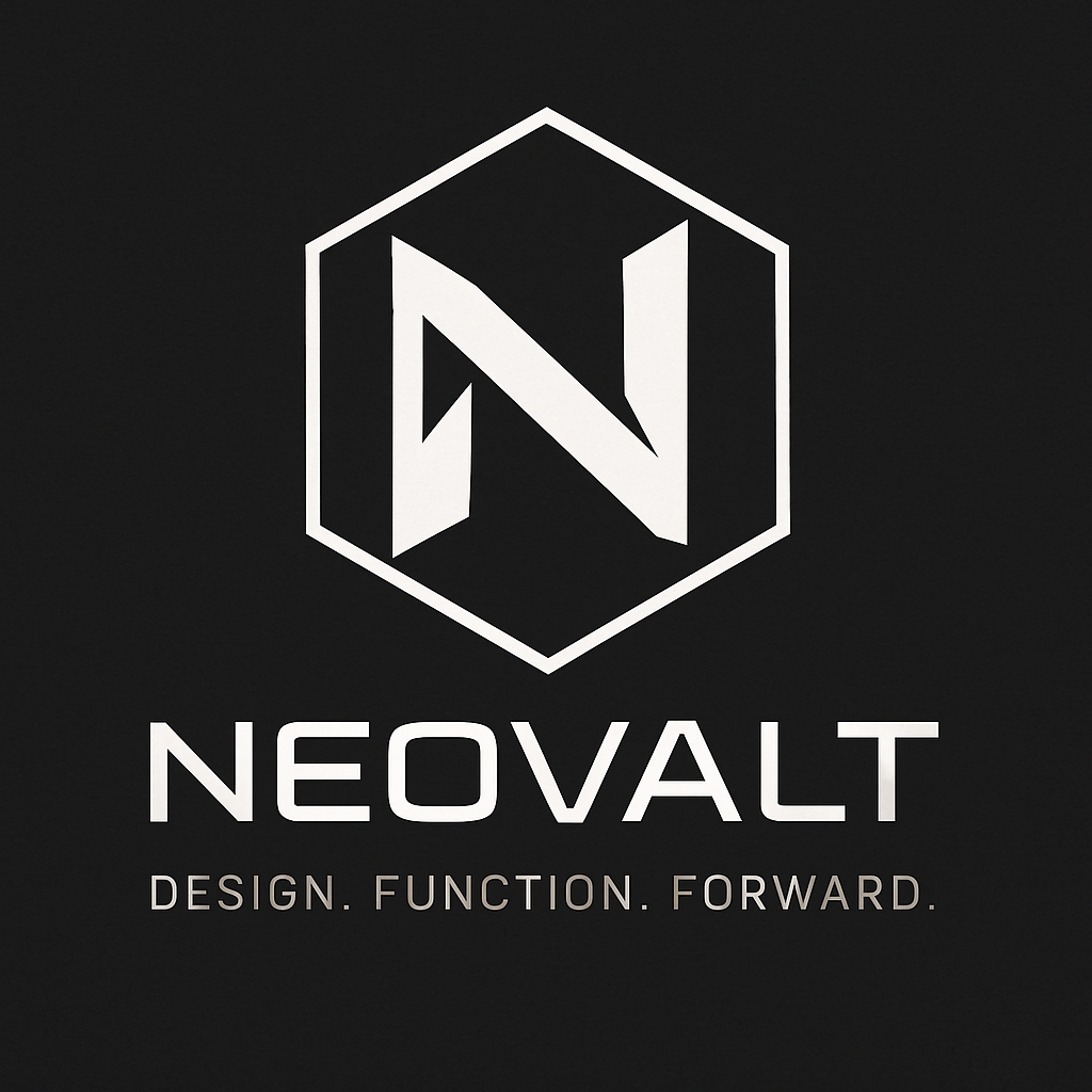 Modern Minimalist Hexagon Logo Design for NEOVALT Brand Logo