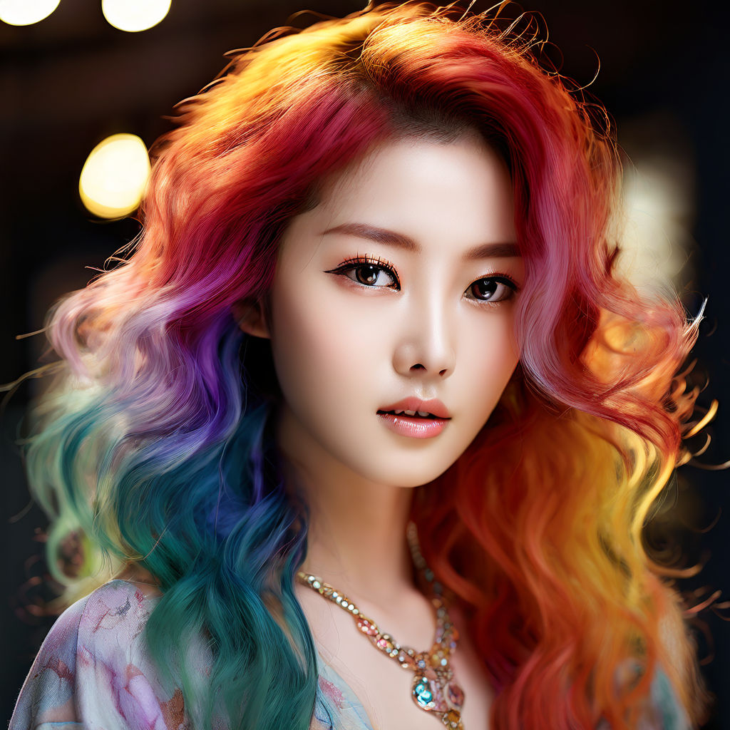 curly rainbow hair