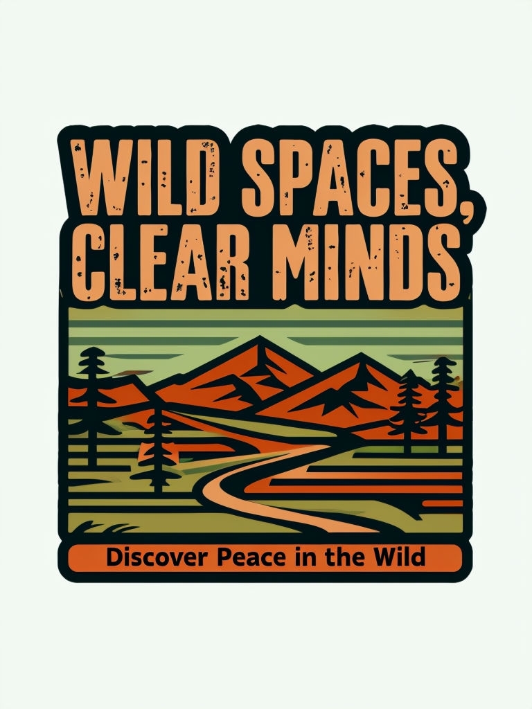 Vintage Wild Spaces Clear Minds Mountain Graphic Sticker