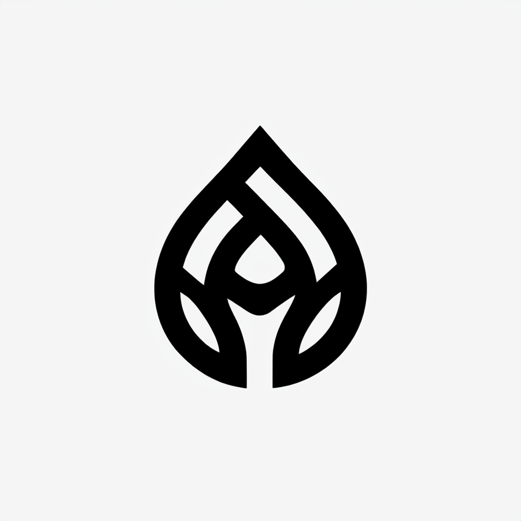 Black Abstract Symmetrical Teardrop Logo