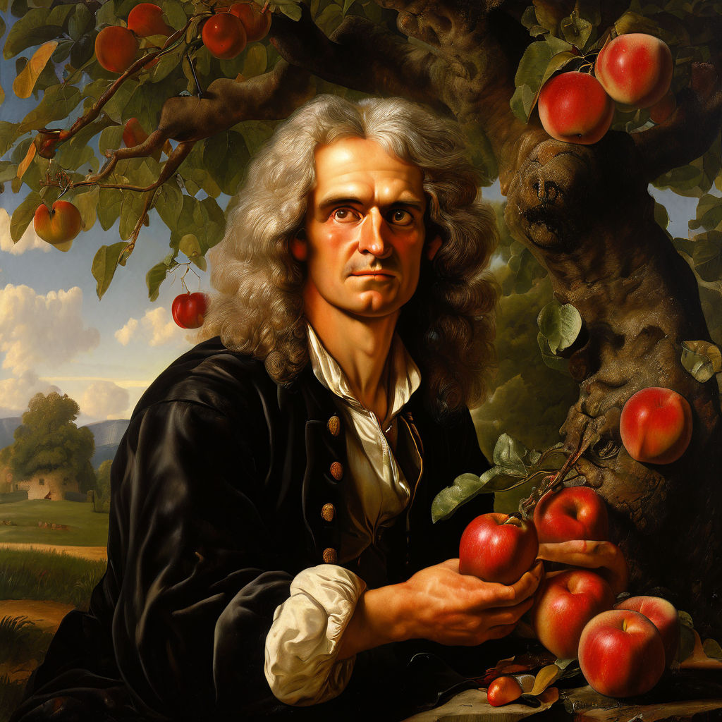 Isaac Newton unter the apple tree and eating apple by Mhd Saneer ...