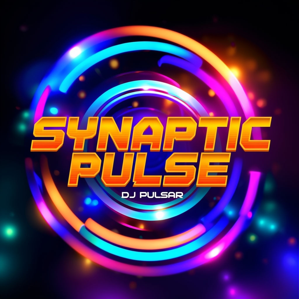 Vibrant Neon Synaptic Pulse DJ Pulsar Design for Album Cover