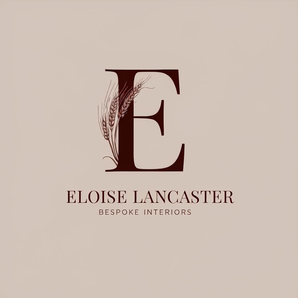 Elegant Dark Brown E Logo with Wheat Illustration Monogram
