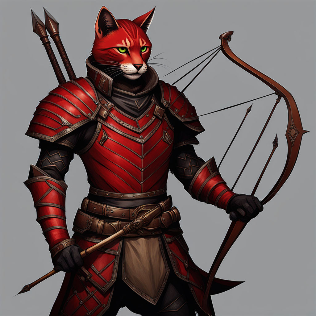 Red tabaxi archer in leather armor by Anaris Dark - Playground