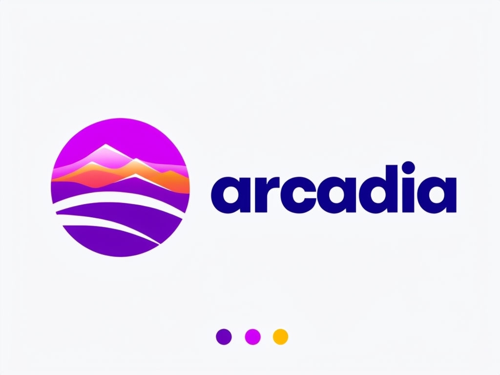 Modern Arcadia Logo with Mountain Peaks and Colorful Details Logo
