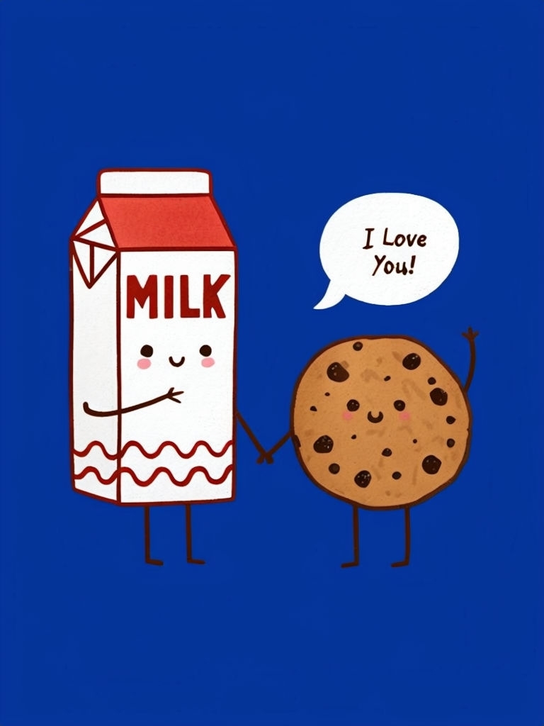 Cute Milk and Cookie Friendship Illustration Sticker
