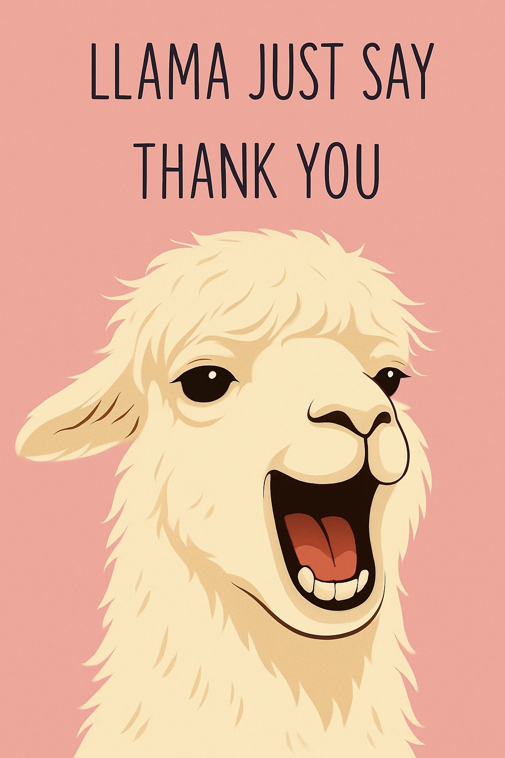 Cheerful Alpaca Illustration with Llama Just Say Thank You Card