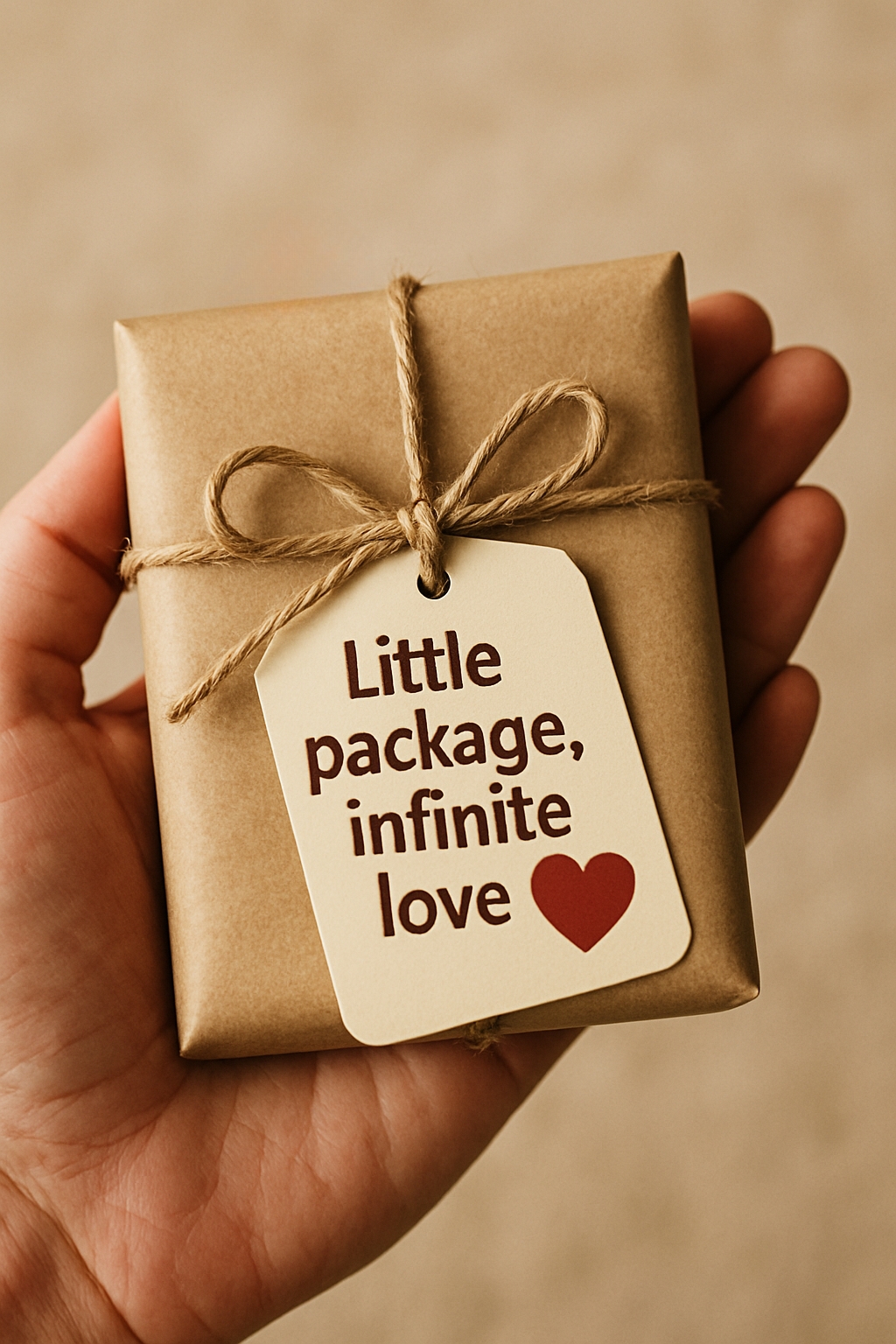 Rustic Wrapped Gift with Tag and Twine Close-Up Mockup
