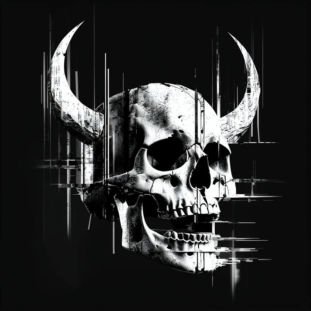 Distressed Fragmented Skull Graphic Design T-Shirt