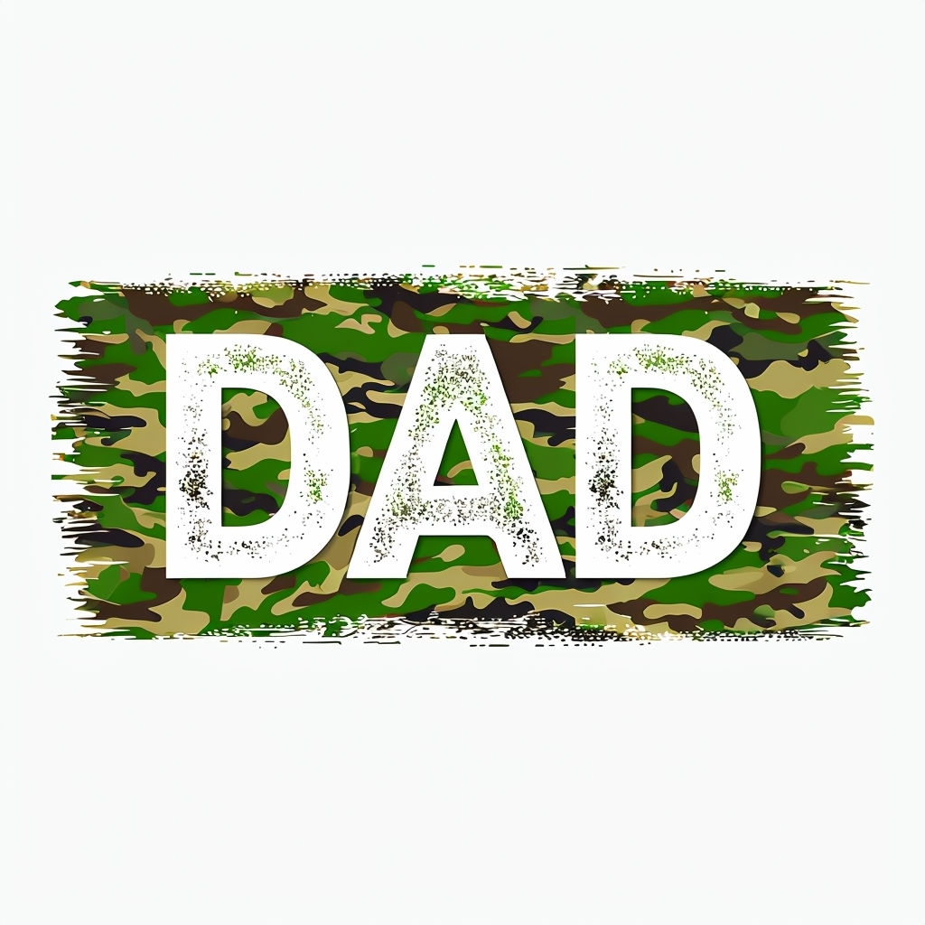 Bold Distressed 'DAD' Camouflage Graphic Design Mug