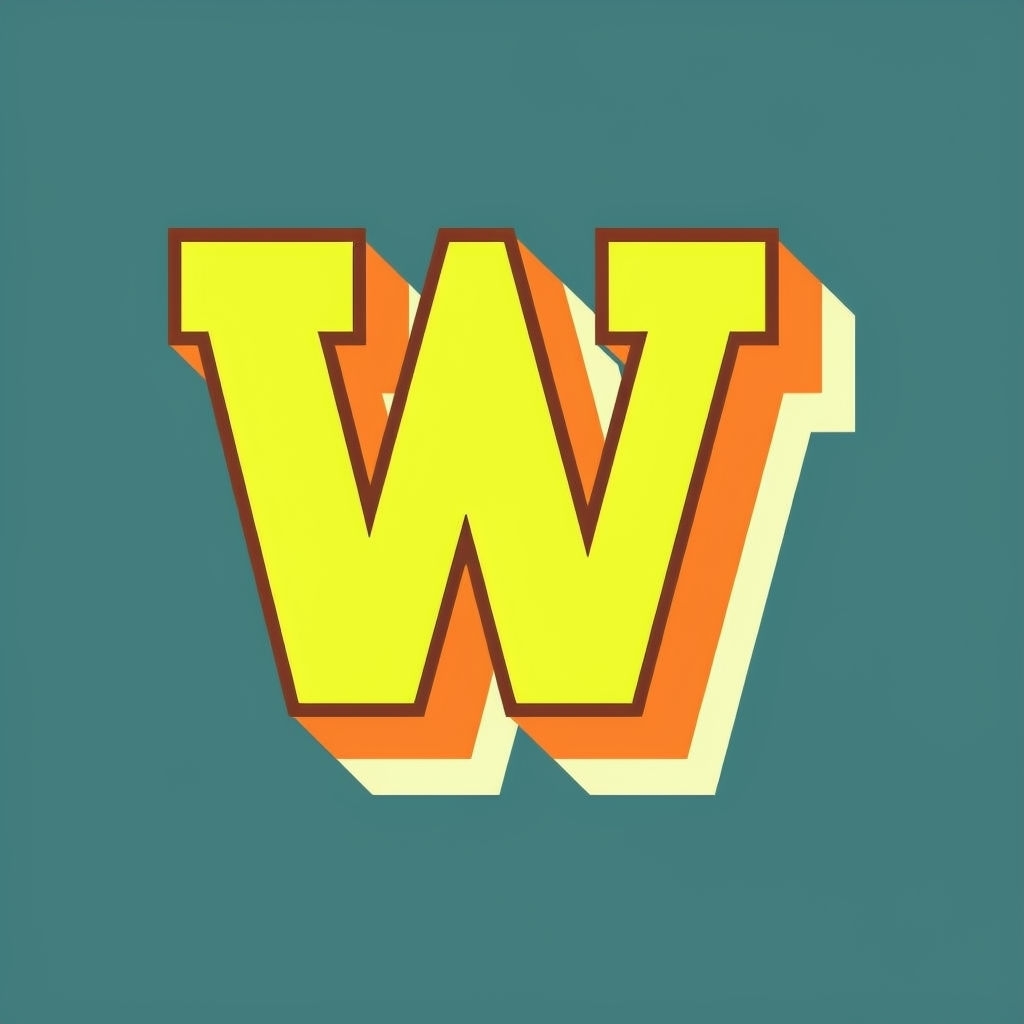 Bright Retro Glide Wheels Logo Design with Bold Letter W Monogram