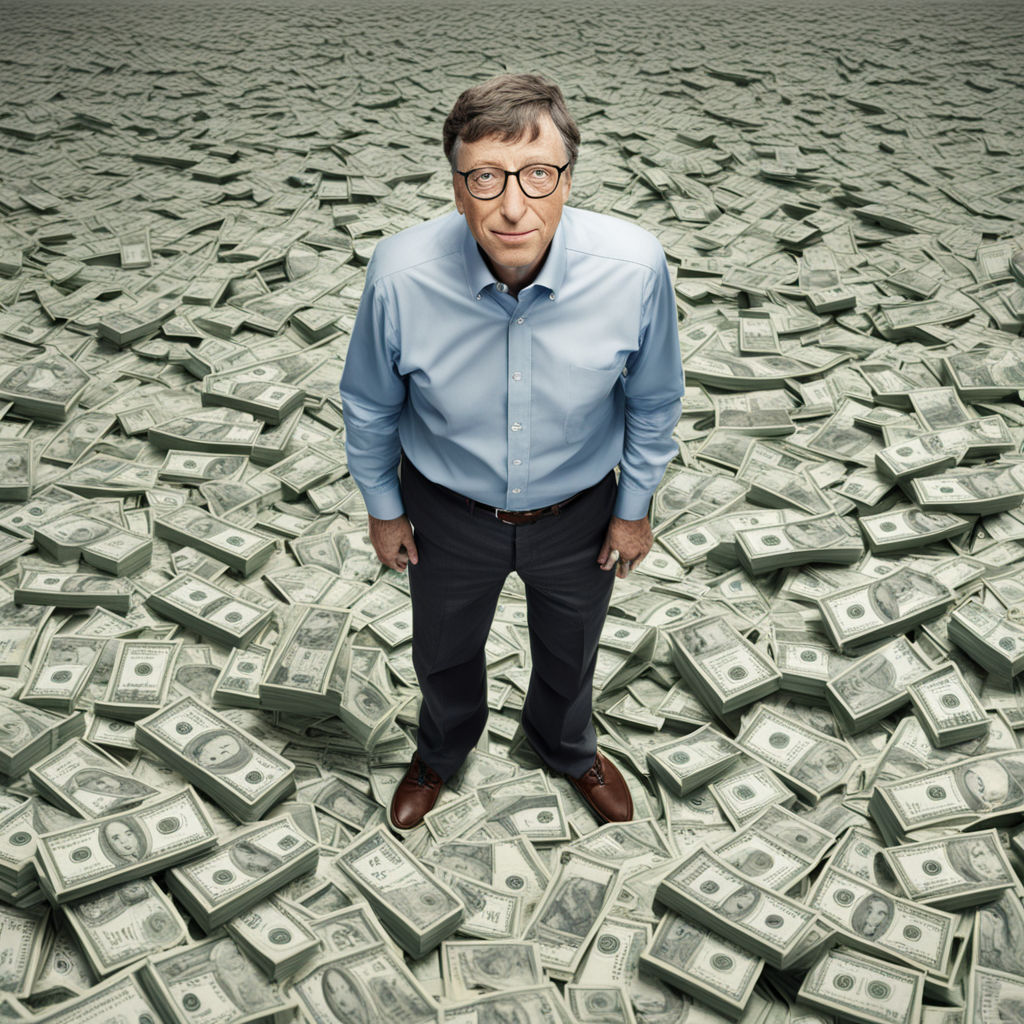 Bill gates standing in the middle of a mountain of money. st... by Влад ...