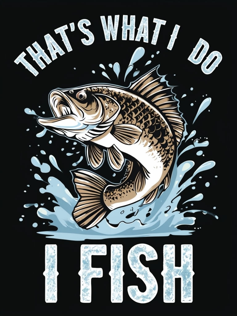 Dynamic Fish Leap Illustration with Catchy Phrase T-Shirt