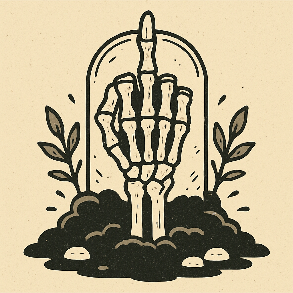 Vintage Skeletal Hand Tattoo Illustration T-Shirt
