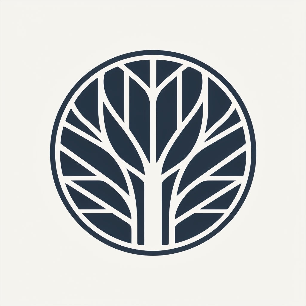 Minimalist Radial Tree Shape Circular Logo Design