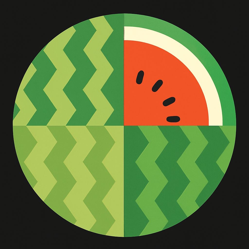 Stylized Watermelon Chevron Pattern in Minimalist Design Seamless Pattern