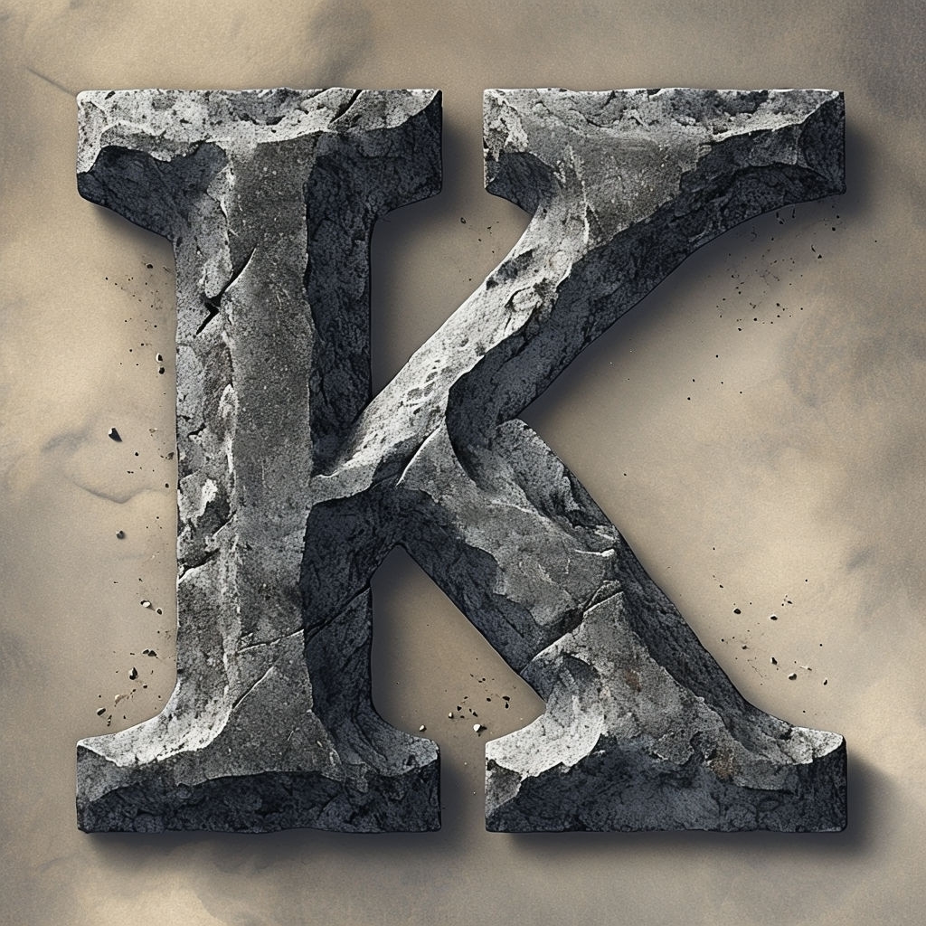 Rustic Stone K Monogram Design with Earthy Textures Monogram