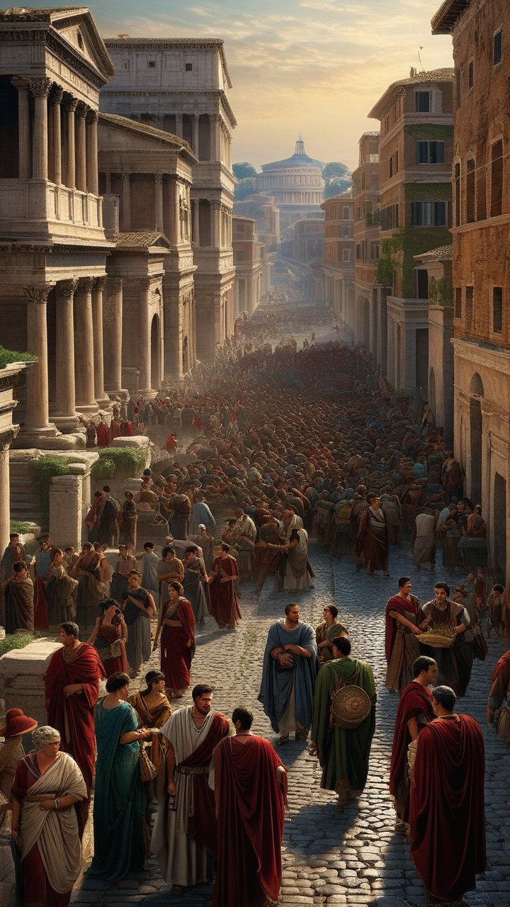 A vividly realistic depiction of Ancient Rome with a particu... by 최성호 ...