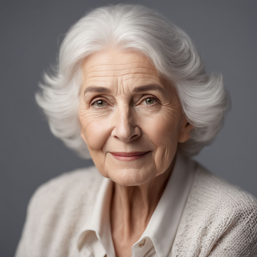 Medium shot portrait of an white haired old lady by Soe Aye - Playground