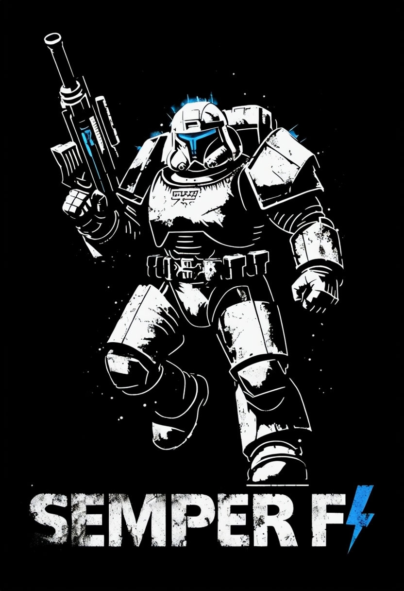 Gritty Space Marine Art Inspired by Frank Miller T-Shirt