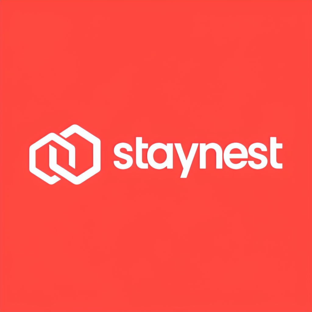 Minimalist Staynest Logo Design with Hexagonal House Icon Logo
