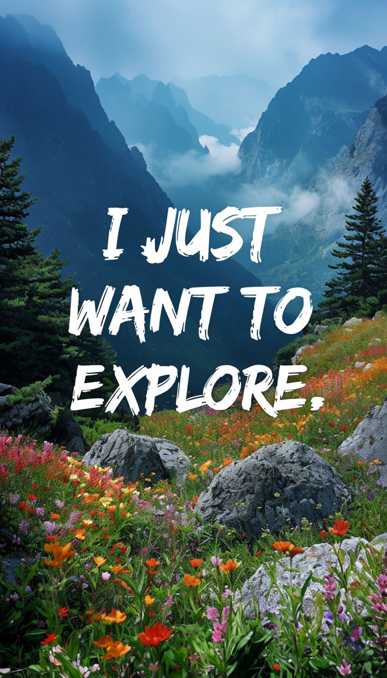 Vibrant Nature Landscape with Inspirational Explore Text Mobile Wallpaper