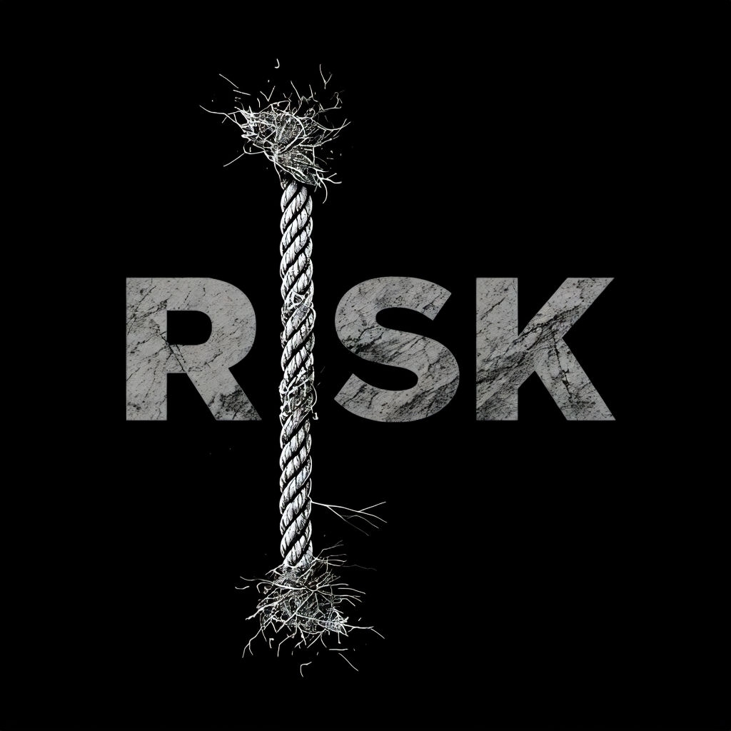 Bold RISK Typography with Fraying Rope Design Poster