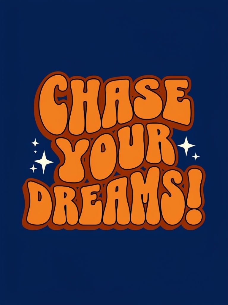 Chase Your Dreams Retro Bubble Letter T-Shirt Design