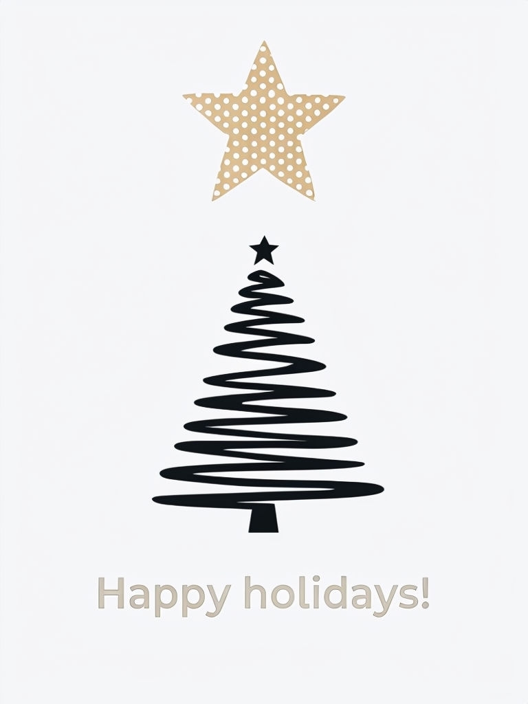 Elegant Minimalist Christmas Tree and Star Holiday Card