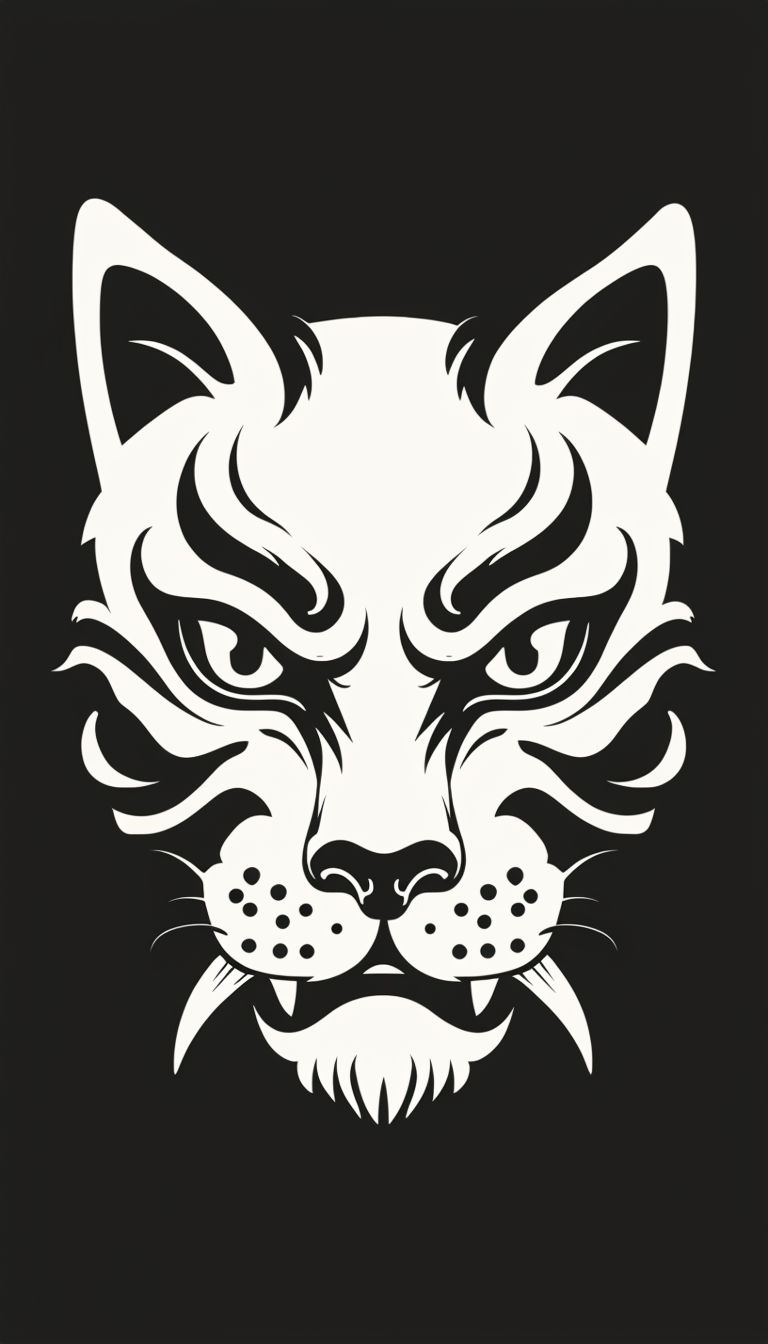 Bold Monochromatic Feline Mask Graphic Design Phone Case Cover