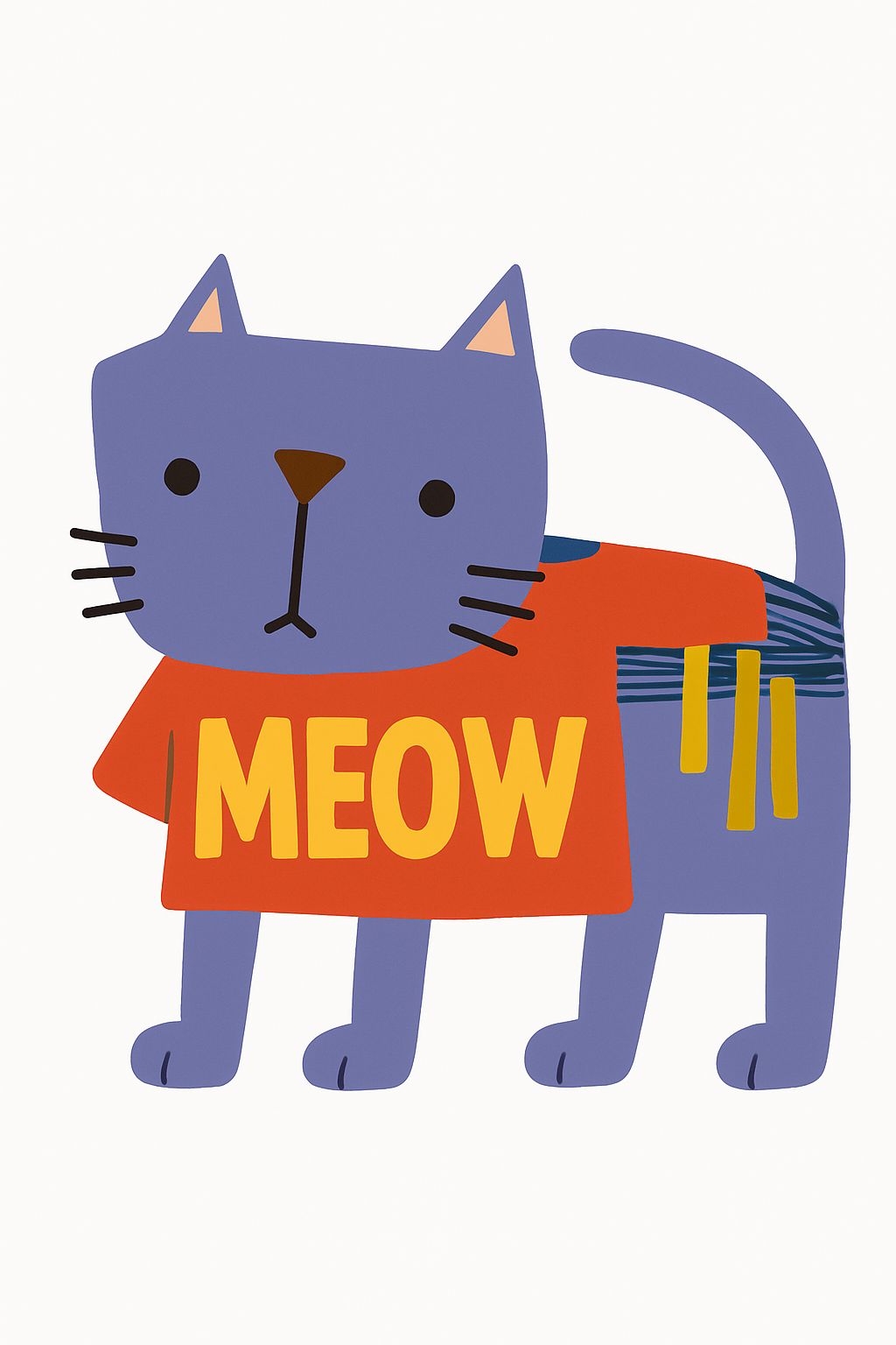 Whimsical Lavender Blue Cat with MEOW Shirt T-Shirt