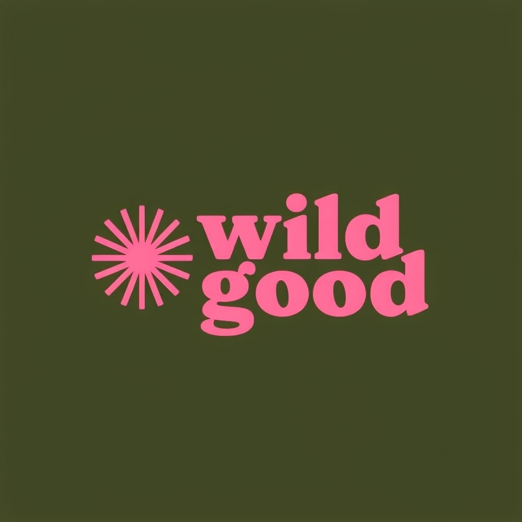 Minimalist Pink 'Wild Good' Logo with Starburst Element