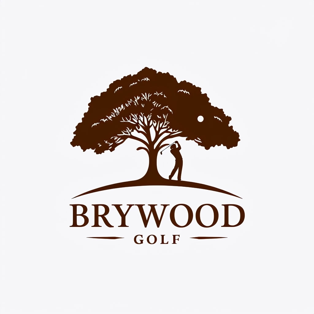 Elegant Minimalist Brywood Golf Logo Design with Tree and Golfer