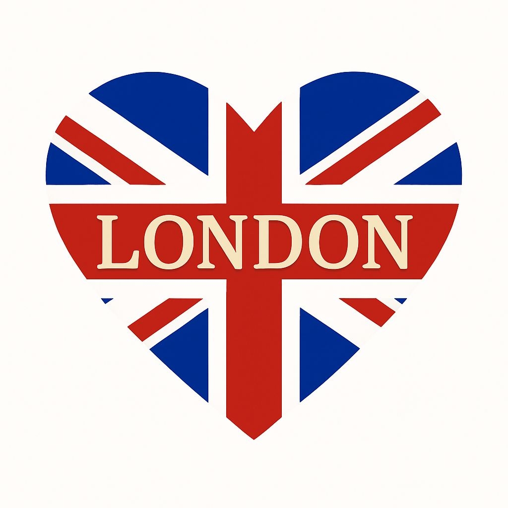Heart-Shaped Union Jack Design with London Text Sticker