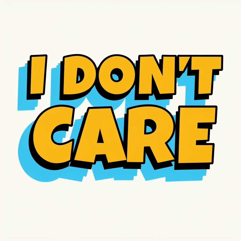 Bold Retro I Don't Care Cartoon Text Sticker