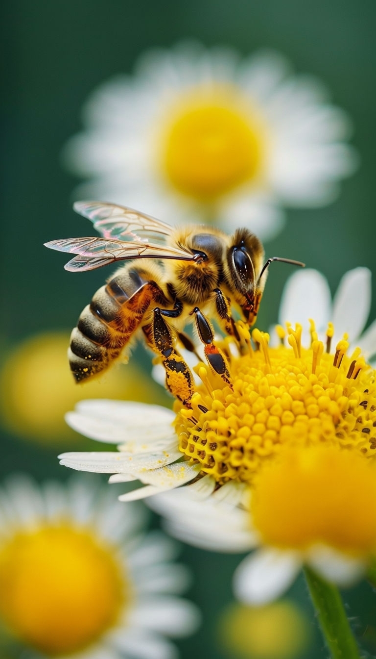 Close-Up Honeybee Foraging on Bright Yellow Flower Mobile Wallpaper