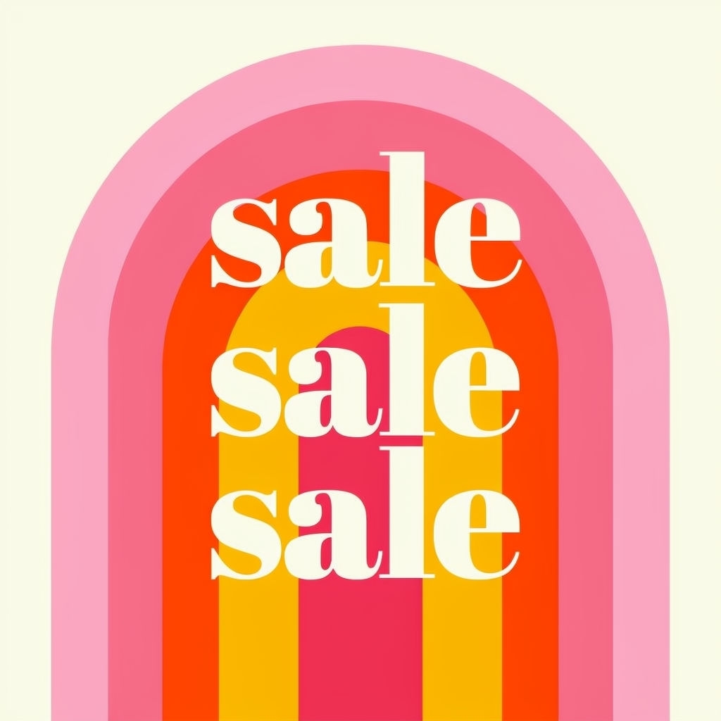 Vibrant Retro Sale Poster with Centered Text and Rainbow Design Social Media Post