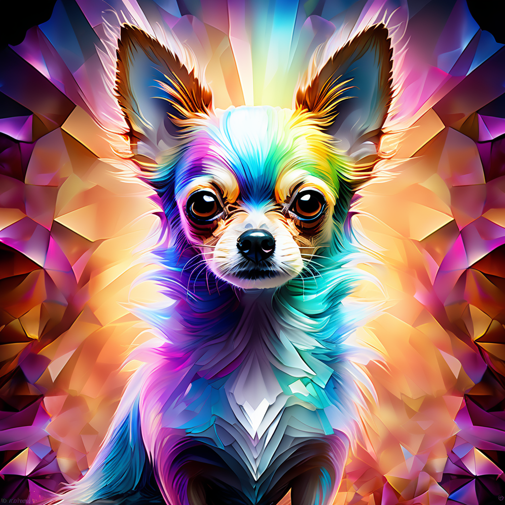 Chihuahua resembling a mythical being with energy and molecu... by ...