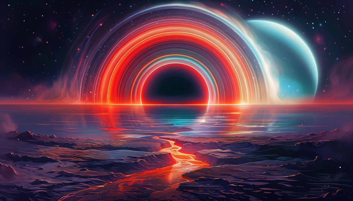 Surreal Cosmic Landscape with Glowing Elements Virtual Background
