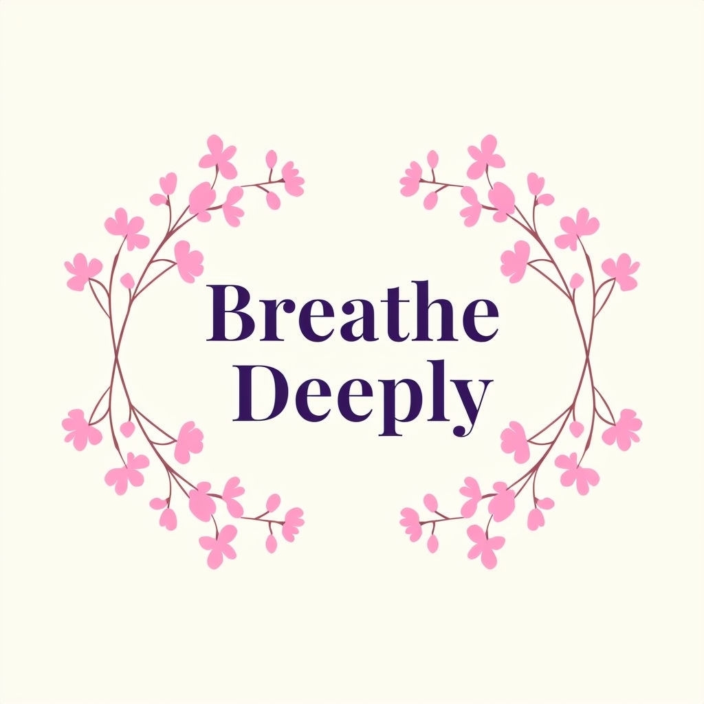 Breathe Deeply Motivational Floral Art for Peaceful Vibes Poster