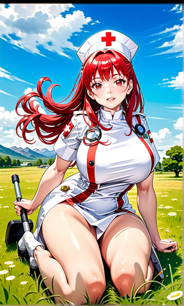 chibi 3d character akira anime nurse woman big breasts