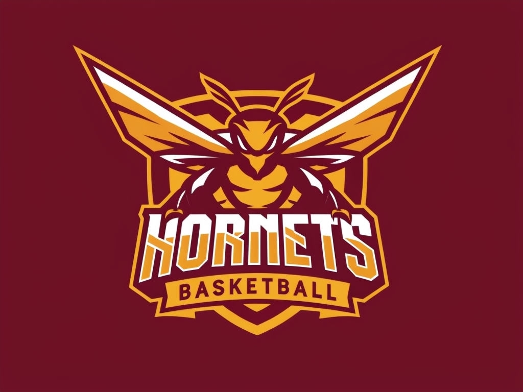 Bold Hornet Mascot Logo Design for Basketball Team