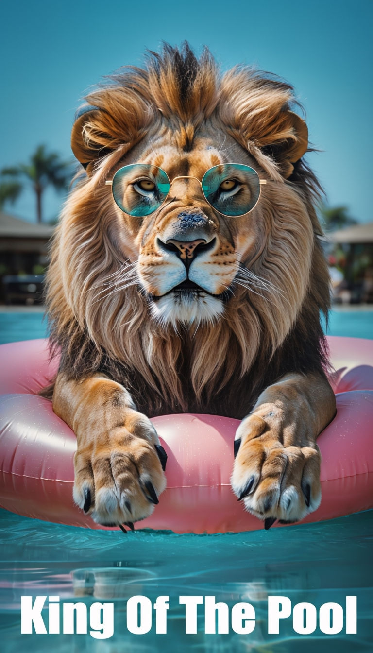 Majestic Lion on Float with Sunglasses  Poster