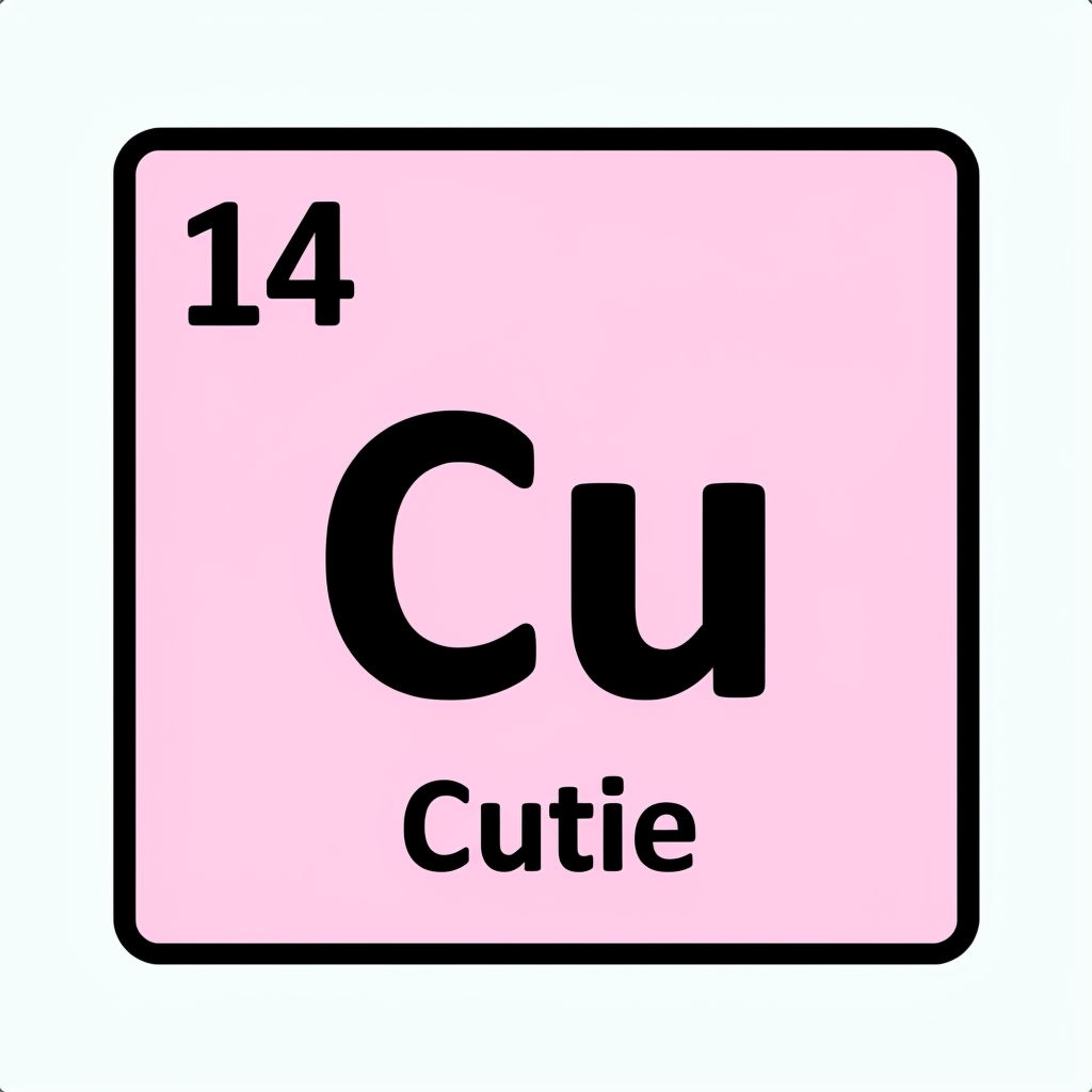 Minimalist Chemical Element Design Featuring 'Cu' Cutie Sticker