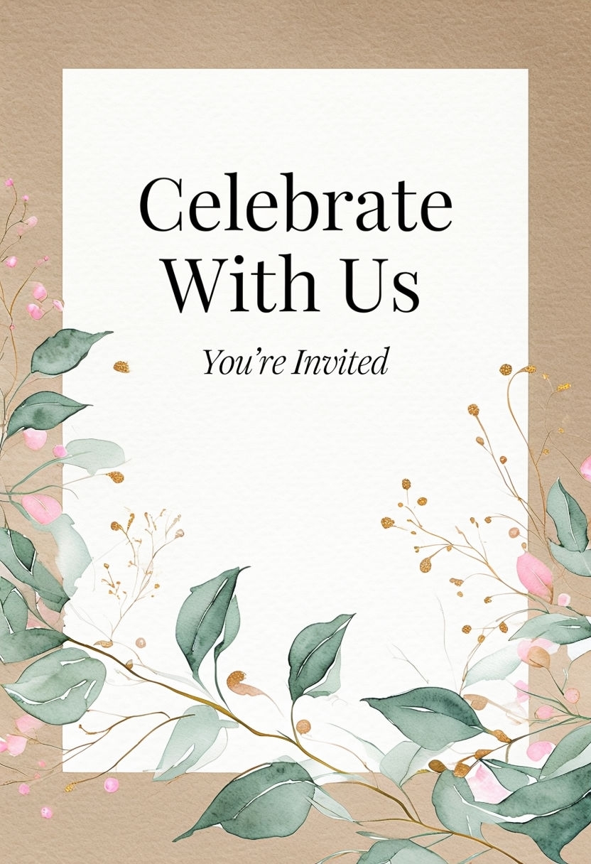 Elegant Watercolor Botanical Invitation Card Design