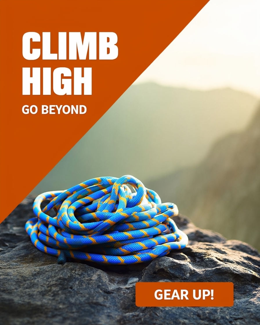 Vibrant Climbing Rope Adventure Advertisement for Outdoor Enthusiasts Ads
