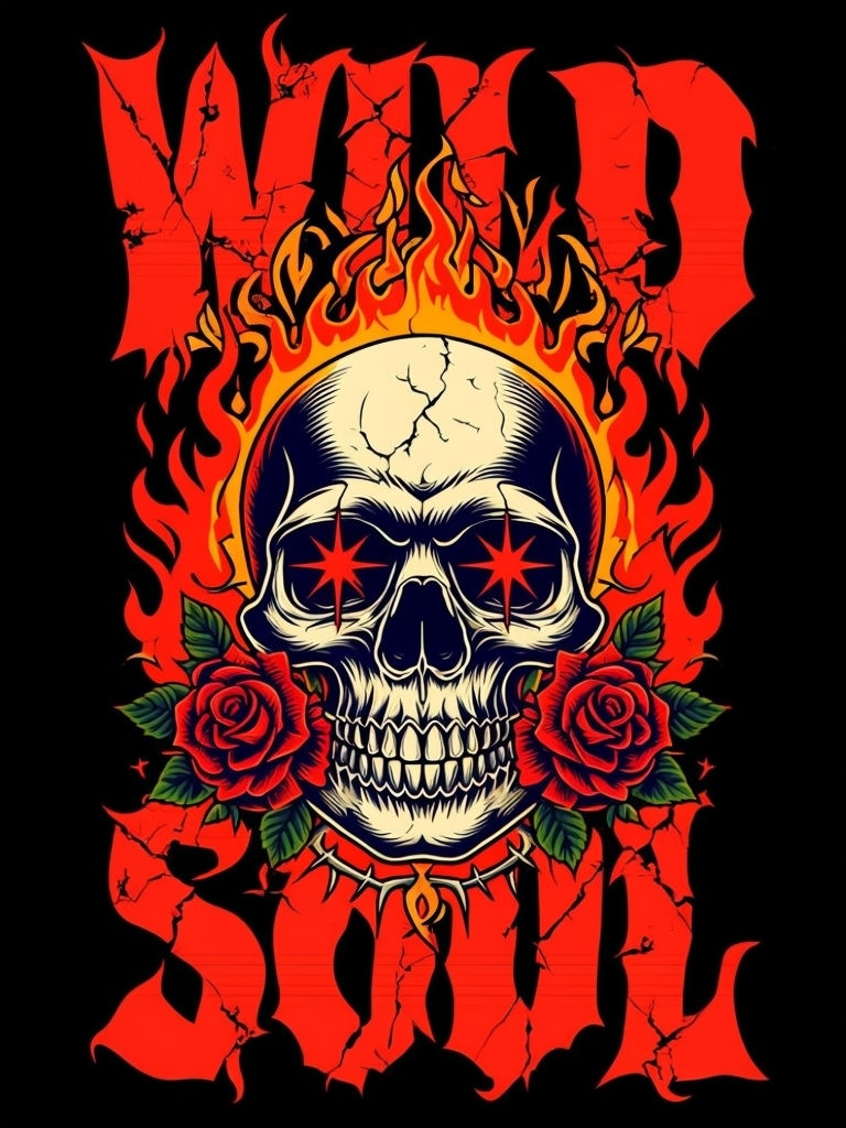 Wild Soul Skull and Roses Graphic T-Shirt