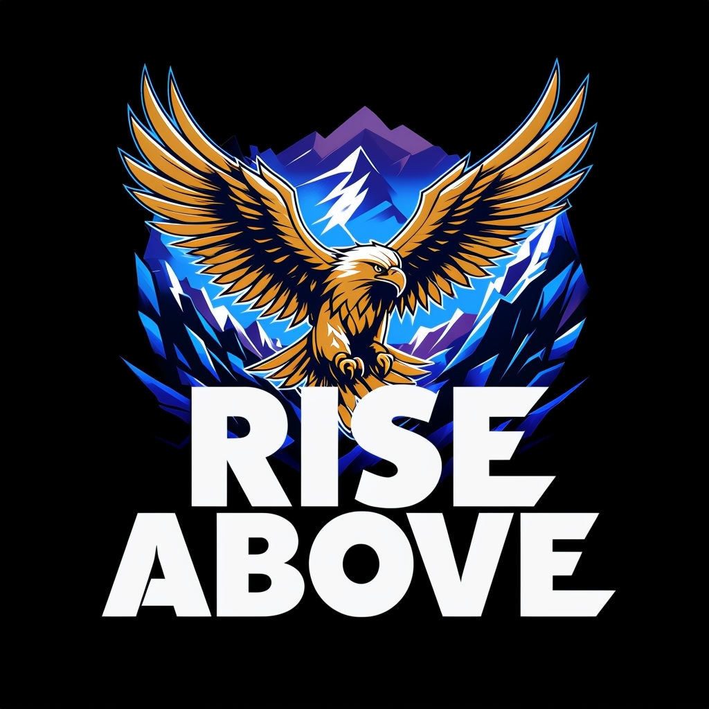 Majestic Eagle Soaring with RISE ABOVE Text Graphic T-Shirt