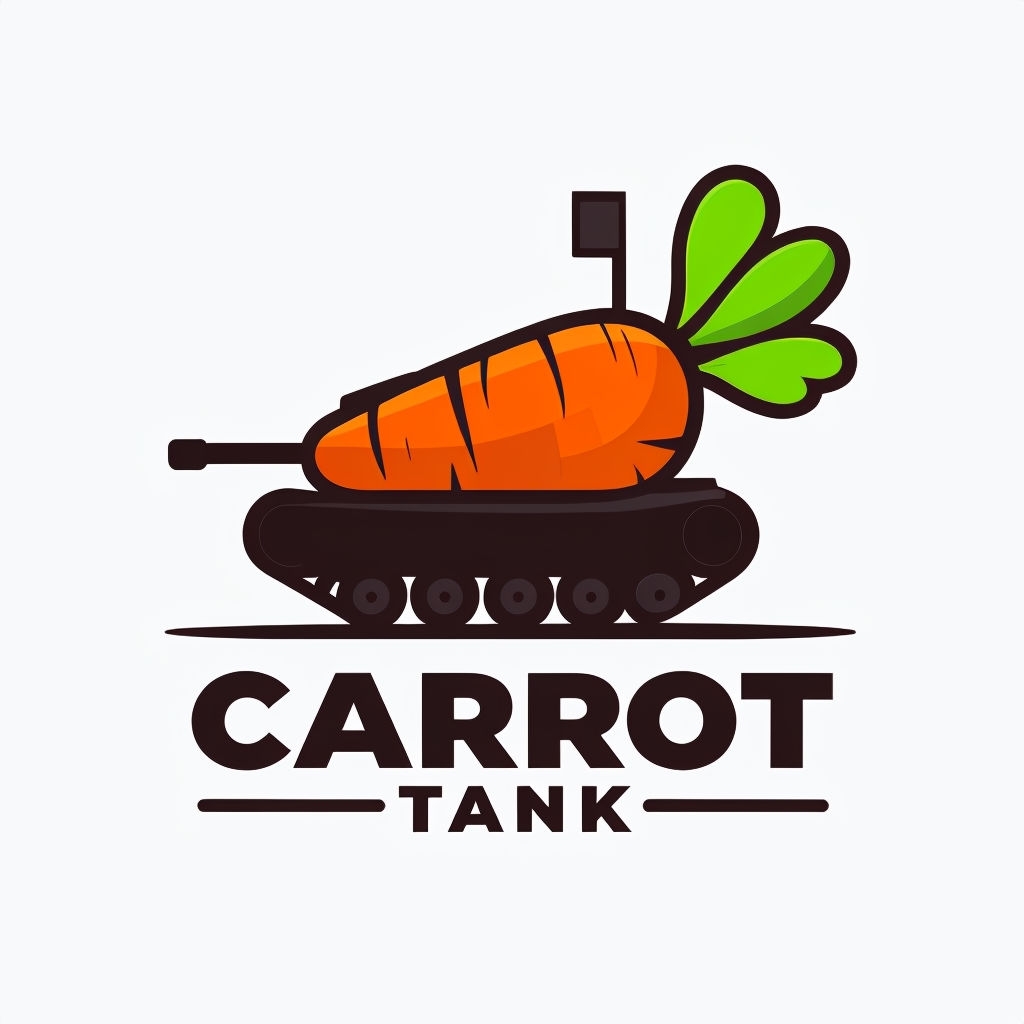 Playful Cartoon Carrot Tank Logo Design for Fun Branding